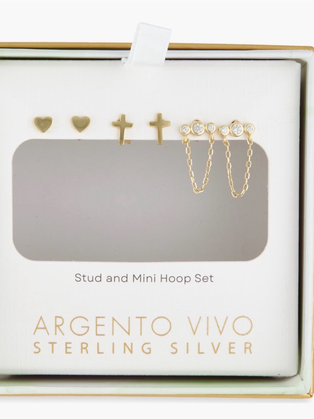 Argento Vivo Gold Heart, Cross & Chain Mini Hoop Earring Set